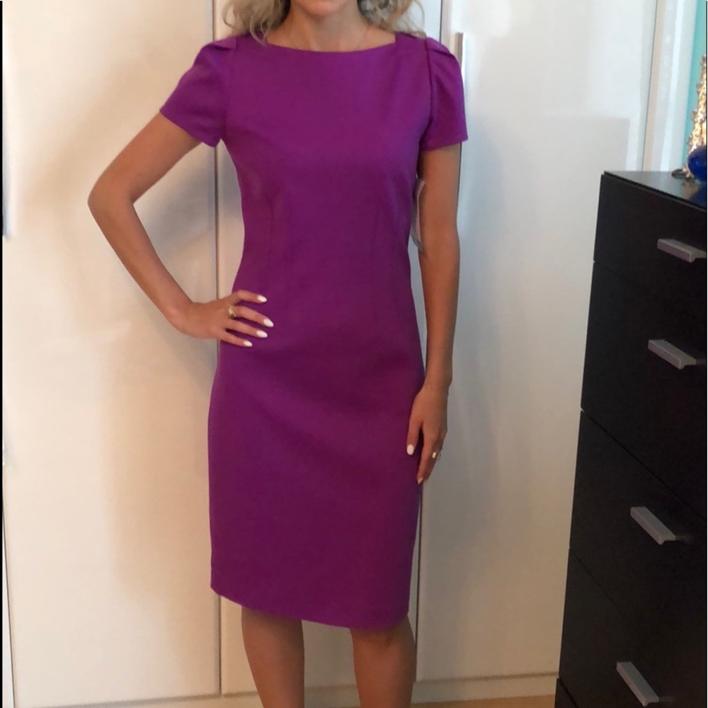 Elie Tahari Cap Sleeve Purple Cocktail Dress